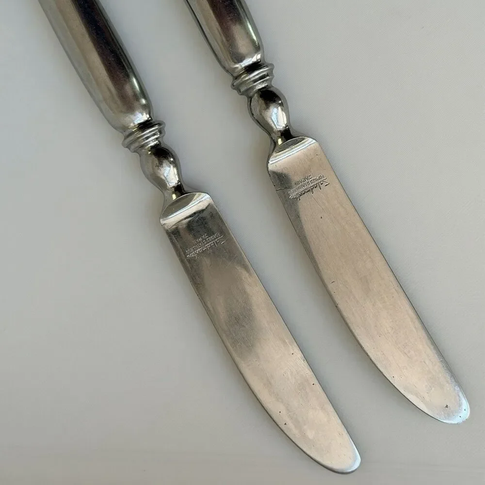 2pc SALADMASTER Ellise Dinner Knives 9 1/4” Stainless Satin Frosted Japan Hollow